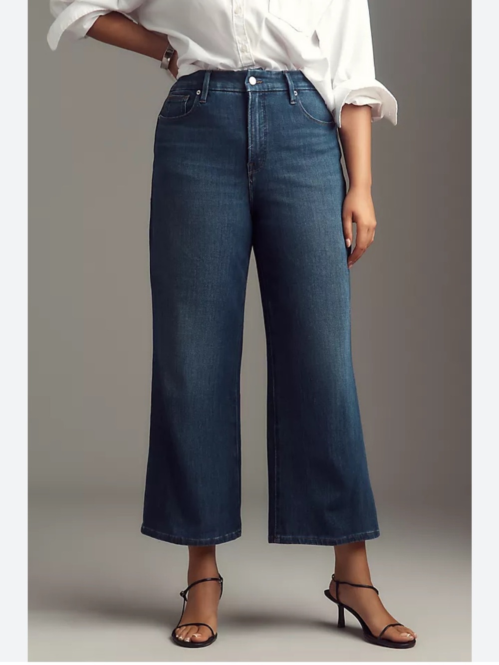 NWOT Ralph Lauren Classic Wide-Leg Crop Jeans - Dark Blue